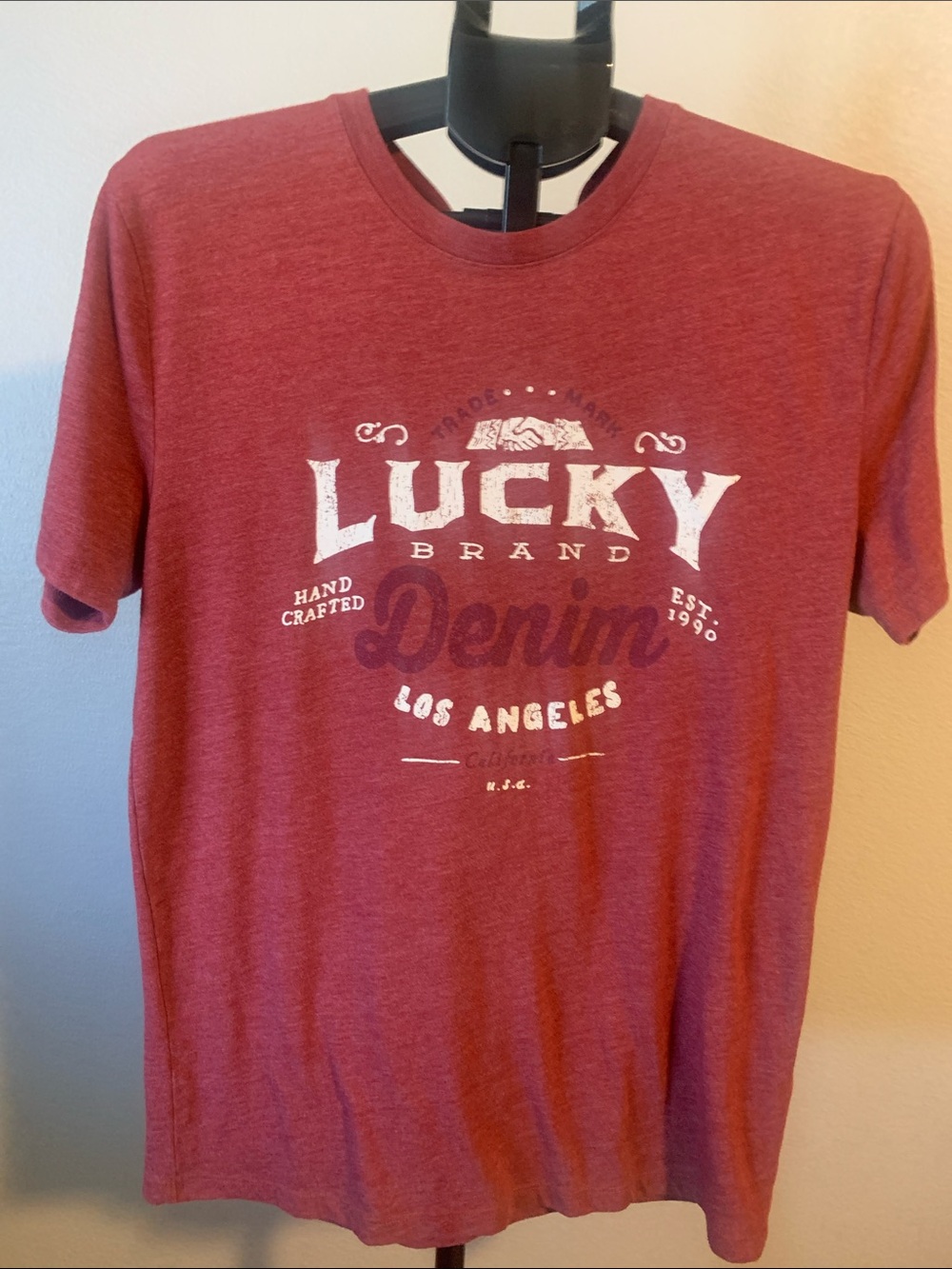 Lucky Brand Men's Heather Red Graphic Tee